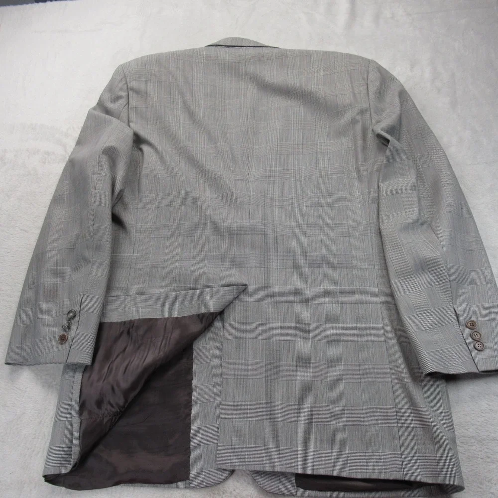 Brooks Brothers Loro Piana Wool Madison Blazer Men 47L White Black Plaid 1818